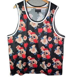 No Boundaries Mesh Tank Top Black 3XL Skull Rose Grunge Gothic Oversized